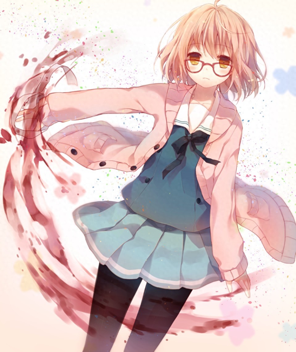 境界的彼方栗山未来手机壁纸 天然呆萌的可爱眼镜娘