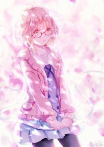 ​境界的彼方栗山未来手机壁纸 天然呆萌的可爱眼镜娘